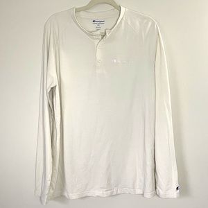 Champion Long Sleeve Shirt Pop Over Button Up Tee